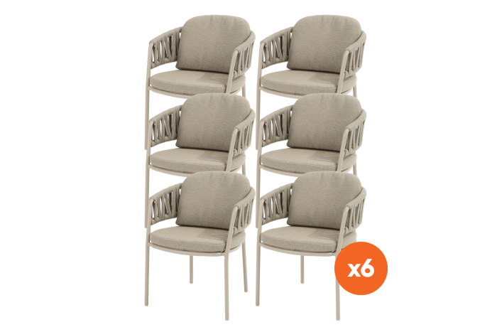 Set van 6 - Taste Calma dining tuinstoel - Latte