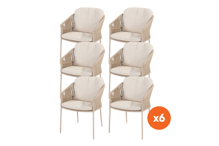 Set van 6 - Taste Florence dining tuinstoel - Latte