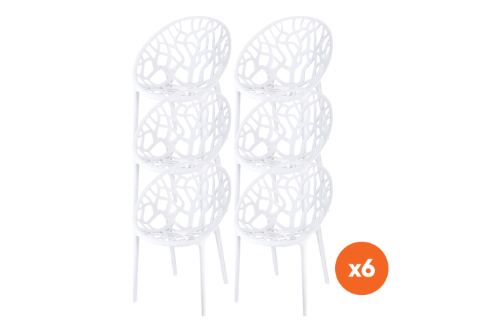 Set van 6 - Siesta Crystal stapelbare tuinstoelen - Wit