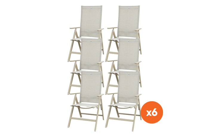 Set van 6 - Hartman Napoli verstelbare tuinstoel - Latte