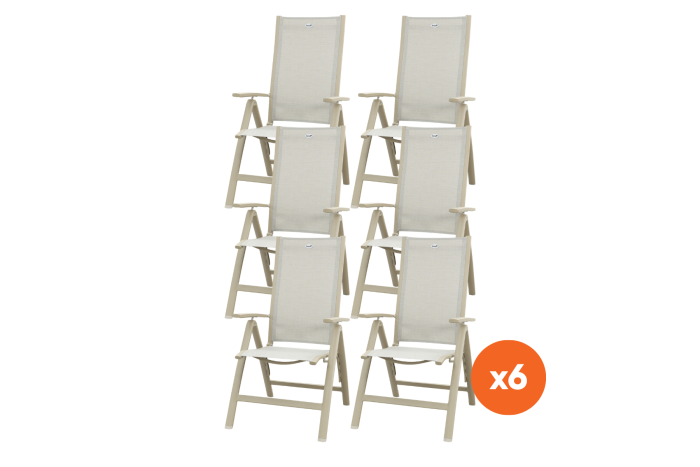 Set van 6 - Hartman Roma verstelbare tuinstoel - Latte