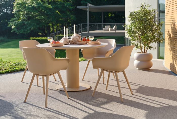 Hartman Sophie/Girona ronde tuinset voor 4 personen 120 cm. - Cappuccino
