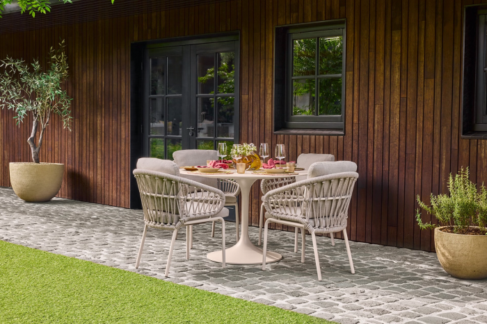 Suns Tosca/Nova ronde tuinset Ø120 cm. (5-delig) - Rope/Zand