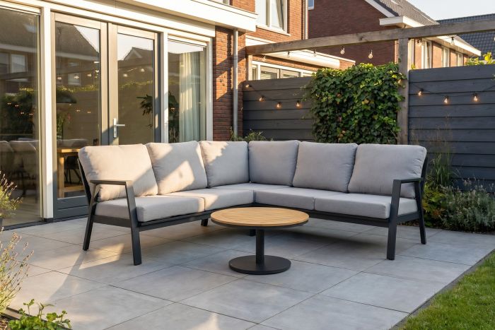 Viento/Canto aluminium hoekbank loungeset - Royal Grey/Teak
