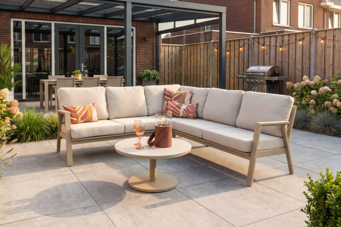 Viento/Canto aluminium hoekbank loungeset - Latte