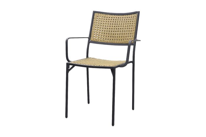 deze Raap Storen Stapelbare tuinstoel Laura - black steel/natural wicker - Vdgarde.nl