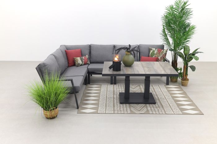 Verstelbare lounge dining set - antraciet links rechts - Azoren/Jersey - Vdgarde.nl