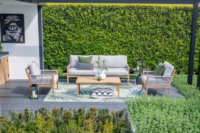 GI Sardinia stoel-bank loungeset (4-delig) - Aluminium Teak look/Zand