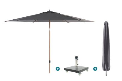 4SO Azzurro stokparasol 300 cm. - Houtlook/Charcoal Granada voet en hoes