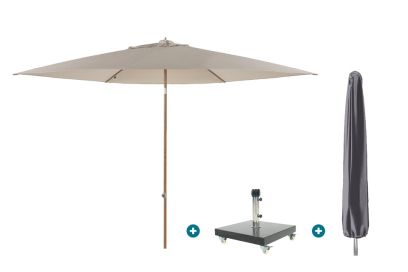 4SO Azzurro stokparasol 300 cm. - Houtlook/Zand Granada voet en hoes