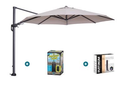 GI Hawaii zweefparasol 350 cm. - Sand - met ingraafvoet en hoes