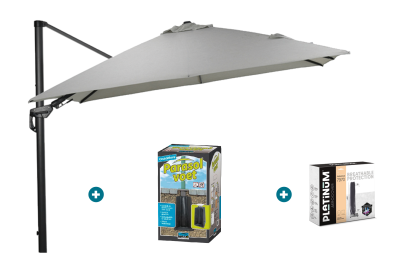 GI Hawaii zweefparasol Deluxe 300 x 300 cm. - Zand - met ingraafvoet en hoes