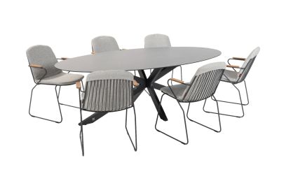 4 Seasons Veneto/Privada ovale tuinset - 240x107 cm. - stapelbaar