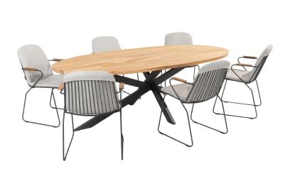 4 Seasons Veneto/Prado Ellips ovale tuinset - 240x115 cm. - stapelbaar