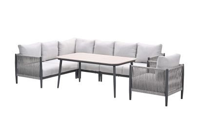 GI Diamo lounge-dining hoekset (6-delig) - Carbon Black/Zand