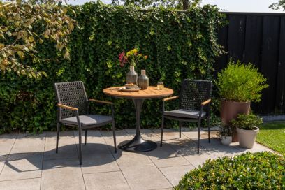 Lumino/Toscara stapelbare ronde bistroset Ø90 cm. - Antraciet/Teak