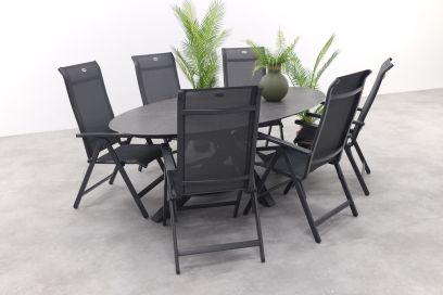 GI Ovale verstelbare tuinset Scotland marmerlook grey/Milaan-7 delig