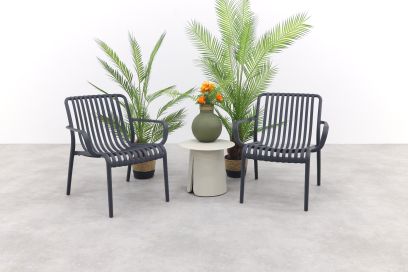 Stripe/Velora loungestoelen set (3-delig) - Antraciet/Cream
