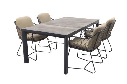 Taste Prego/Kings tuinset antraciet 180x100 cm. - 5-delig