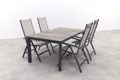 Hartman Monza/Kings verstelbare tuinset antraciet - 180x100 cm. - 5-delig 