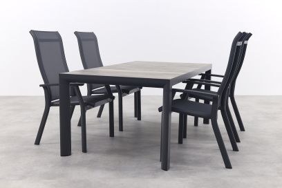 Excellent/Kings verstelbare tuinset antraciet - 180x100 cm.