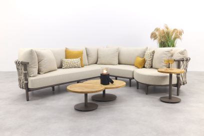 4 Seasons Ezra/Volta modulaire loungeset met 3-delige tafelset - Latte/Terre