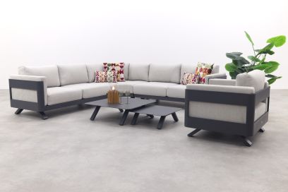 GI Realdo loungeset met loungestoel - Carbon black/Zand