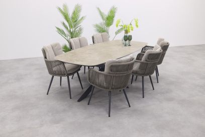 GI Linares/Prado deens ovale tuinset (7-delig) - Zand/Antraciet
