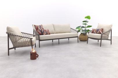 4 Seasons Allora stoel-bank loungeset - zand/terre