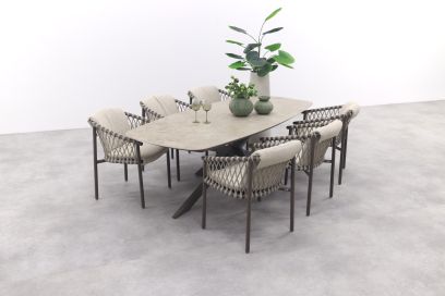 4 Seasons Allora / Prado keramische deens ovale tuinset (7-delig) - terre 