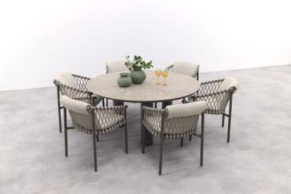 4 Seasons Allora/Arizona ronde tuinset Ø160 cm. - zand/terre