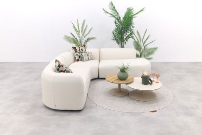 Madeira/Sara ronde loungeset links - Naturel Sunbrella/Teak
