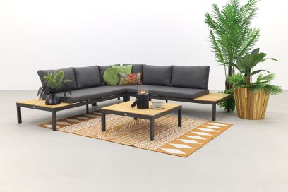 Exotan La Vida loungeset - 4-delig - Antraciet - Teak (OP=OP)