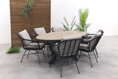 Garden Impressions Margriet / Edison Ovale 7-delige Tuinset - 220 x 115 cm.