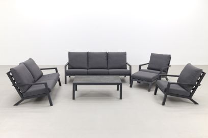 Atlanta stoel-bank loungeset 6-delig - Antraciet