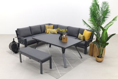 GI Rondo lounge- diningset (6-delig) - Carbon Black/Mystic Grey OP=OP