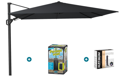 Platinum Challenger zweefparasol T2 - 3x3 m. - Jet Black - met ingraafvoet en hoes