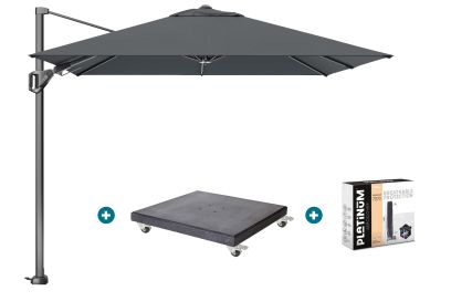 Platinum Voyager zweefparasol T2 2,7x2,7 m. - Antraciet met Modena voet en hoes