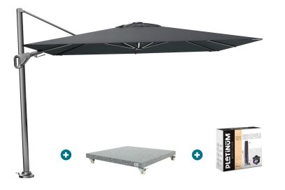 Platinum Nexus T2 zweefparasol 3x3 m. - Faded black - met Madrid voet en hoes