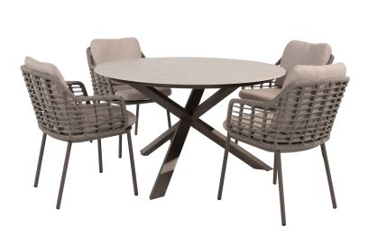 Taste Puglia/Prado 4-persoons ronde dining tuinset Ø130 cm. - Terre