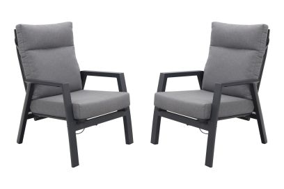 Azoren loungestoelen verstelbaar - Set van 2 - Antraciet