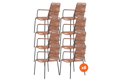 Set van 8 - Denver Rope stapelbare stoel - Terracotta