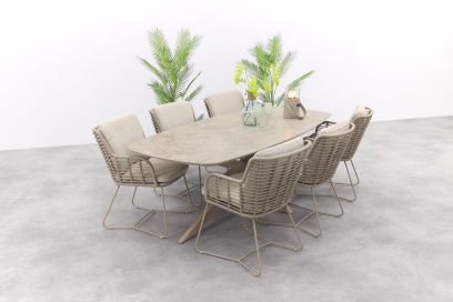 4SO Fabrice/Prado deens ovale tuinset (7-delig) - Latte