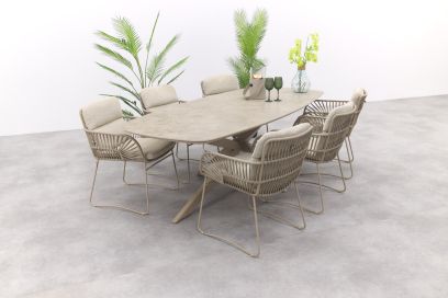 4SO Murcia/Prado deens ovale tuinset (7-delig) - Latte