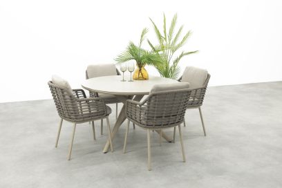 Taste Puglia/Dublin ronde tuinset Ø120 cm. (5-delig) - Latte