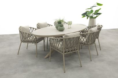 Sara/Ventaro ovale tuinset 240x115 cm. - Latte