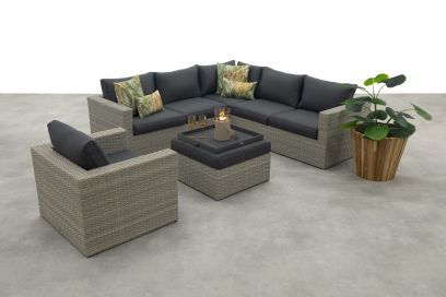 Atlanta wicker loungeset 5-delig – Vintage grey - Garden impressions