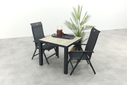 Hartman Milaan/Nola verstelbare tuinset 90x90 cm. - Antraciet/Houtlook