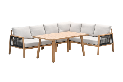 GI Decala lounge-/diningset (5-delig) - Light teak look / Taupe