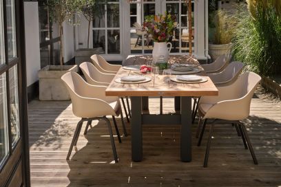 Hartman tuinset - Heron tuintafel 240 cm. + Le Soleil tuinstoel Taupe